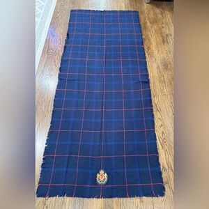 Lauren Ralph Lauren Mixed Plaid Crest Patch Soft Wrap Scarf Navy